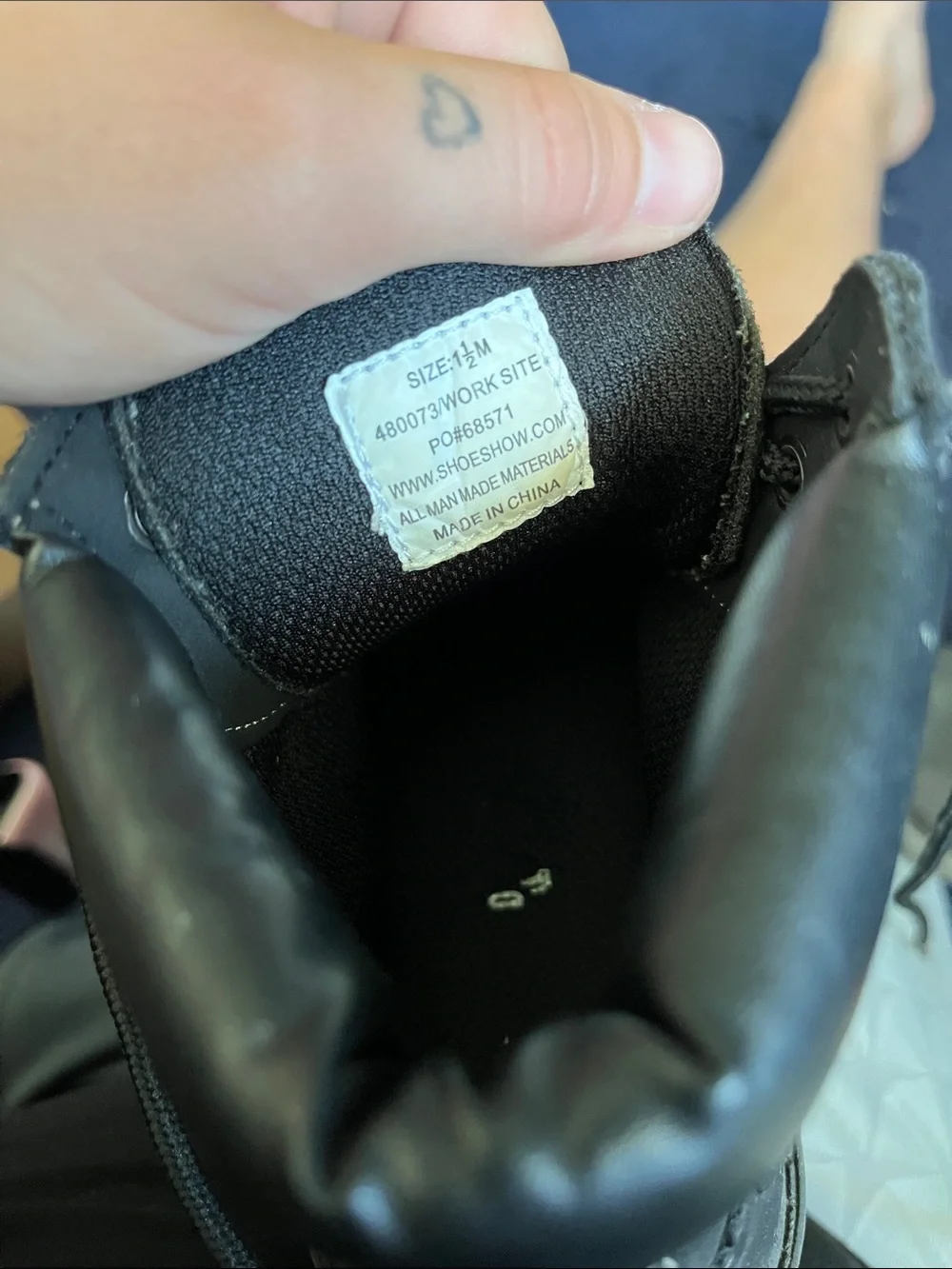 Black Lace-Up Work Boots
